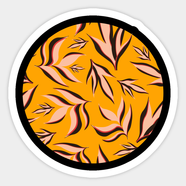 Flame Leaves Pattern Sticker by novaya